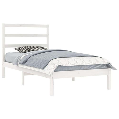 Sengeramme uden madras 90x200 cm massivt fyrretræ hvid