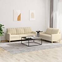 2 personers sofa med hynder stof cremefarvet