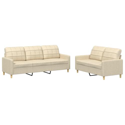 2 personers sofa med hynder stof cremefarvet