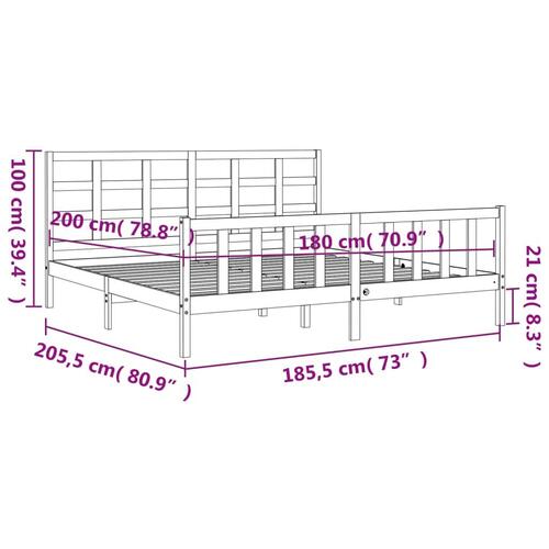 Sengeramme med sengegavl 180x200 cm massivt træ