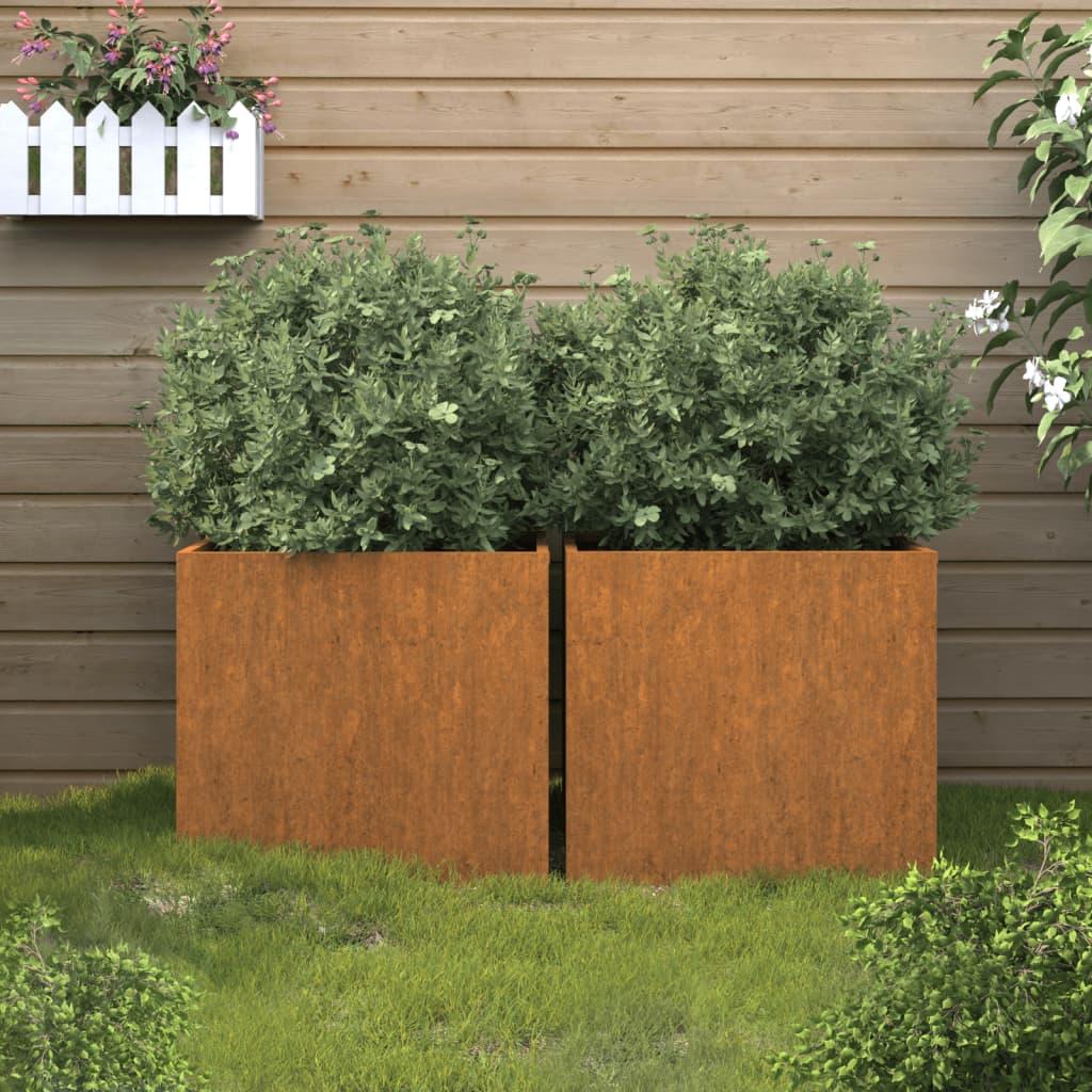 Plantekasser 2 stk. 42x40x39 cm cortenstål