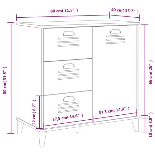 Skænk VIKEN 80x40x80 cm konstrueret træ hvid