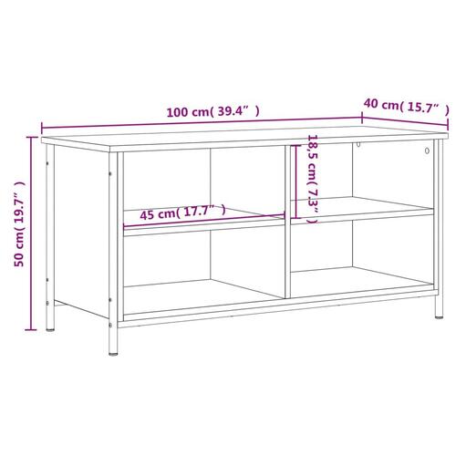 Tv-bord 100x40x50 cm konstrueret træ røget egetræsfarve