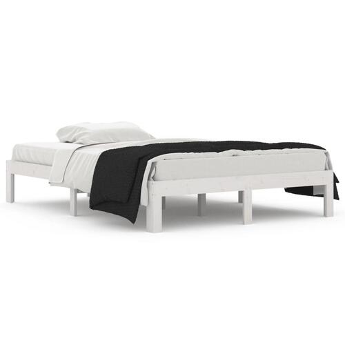 Sengeramme 135x190 cm dobbelt massivt fyrretræ hvid
