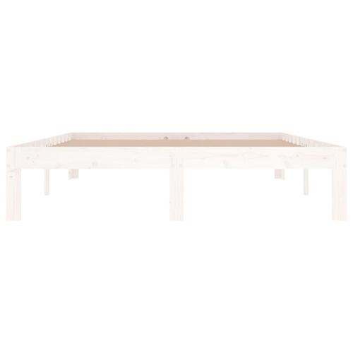 Sengeramme 135x190 cm dobbelt massivt fyrretræ hvid