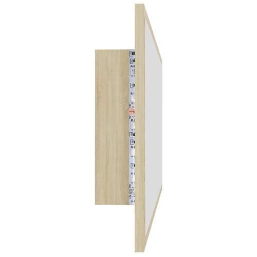 Badeværelsesspejl med LED-lys 100x8,5x37 cm akryl sonoma-eg