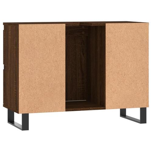 Badeværelsesskab 80x33x60 cm konstrueret træ brun egetræsfarve