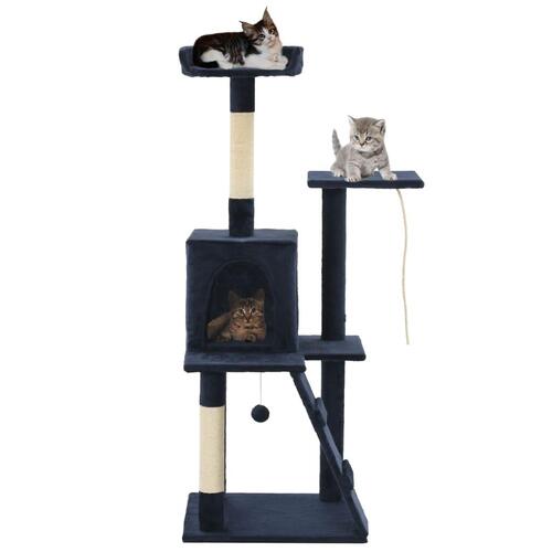 Kradsetræ til katte med sisal-kradsestolper 120 cm mørkeblå