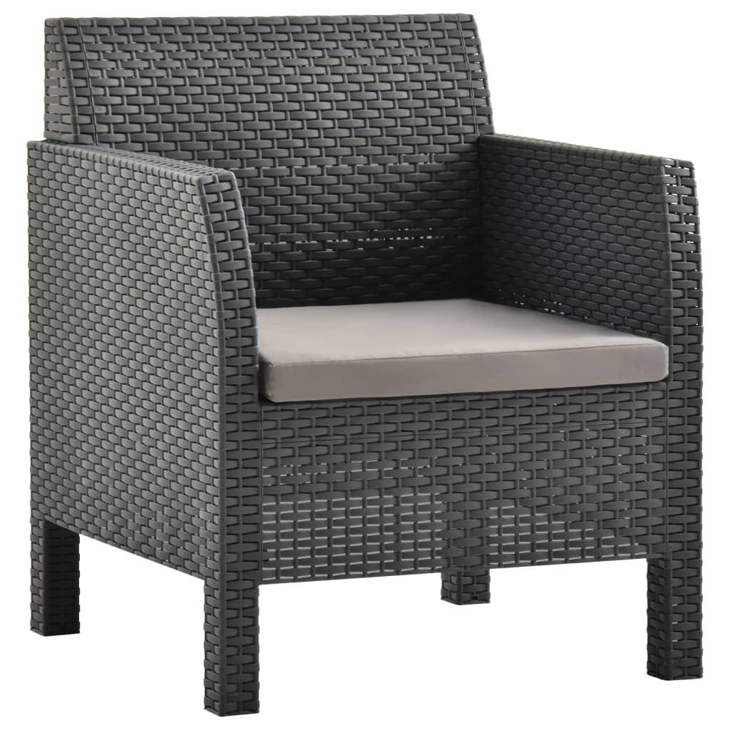Havestol med hynde - antracit, 63×65×76 cm, PP rattan
