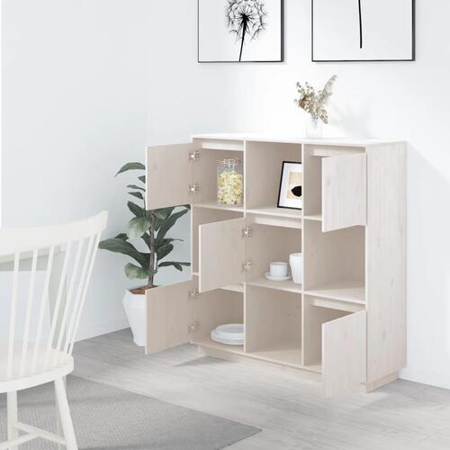 Højskab 110,5x35x117 cm massivt fyrretræ hvid
