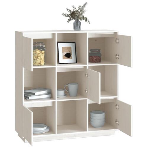 Højskab 110,5x35x117 cm massivt fyrretræ hvid