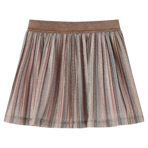 Nederdel til børn str. 128 plisseret med glimmer brun og pink
