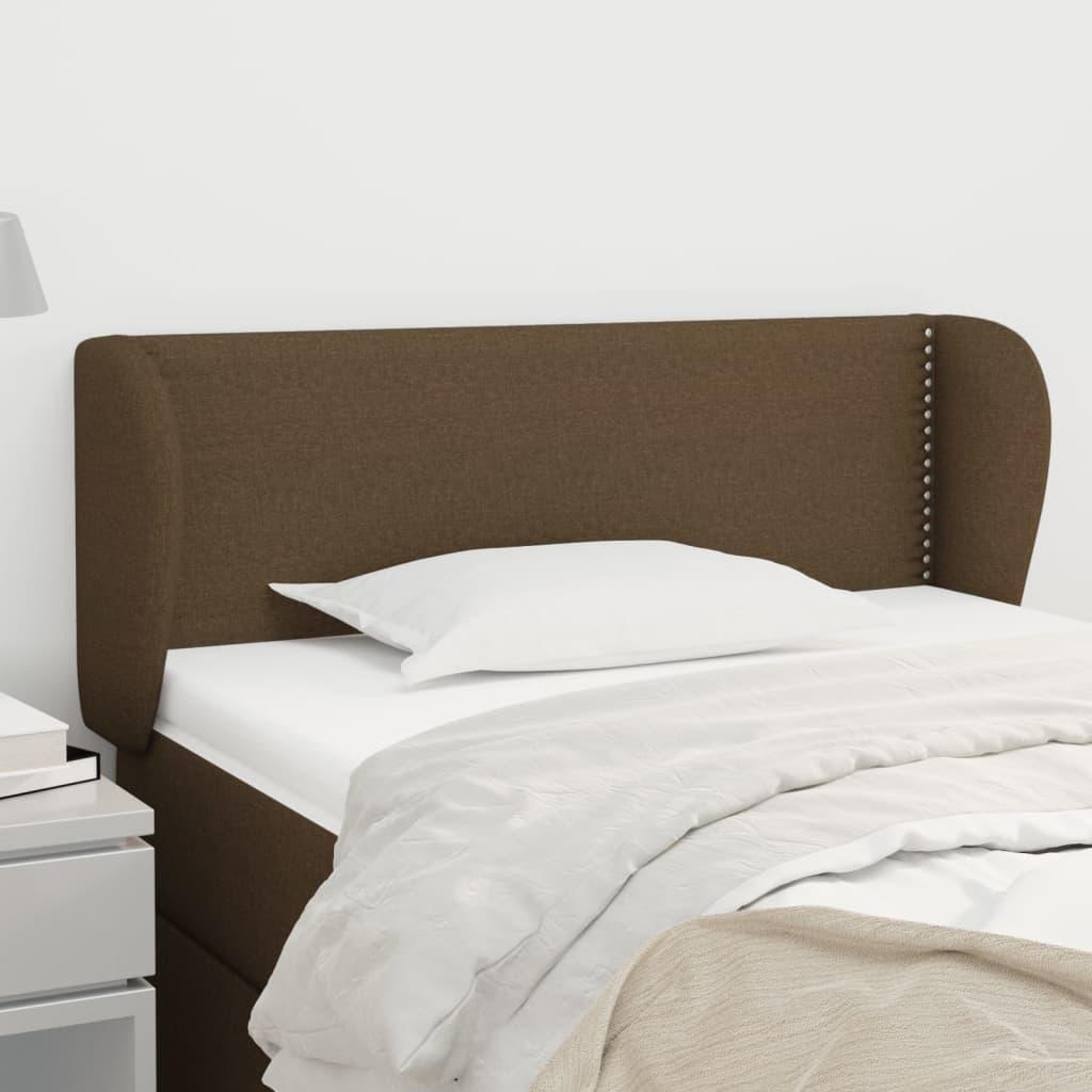 Sengegavl med kanter 83x23x78/88 cm stof mørkebrun