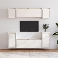 Tv-skabe 6 dele massivt fyrretræ hvid