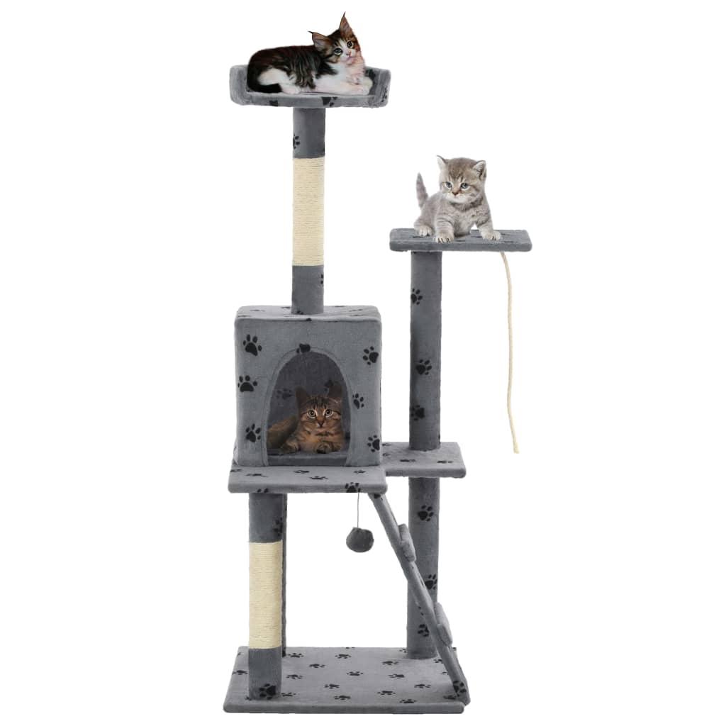 Kradsetræ til katte med sisal-kradsestolper 120 cm grå poteprint