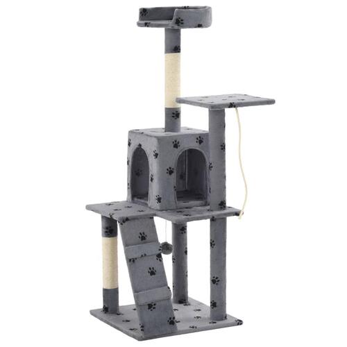 Kradsetræ til katte med sisal-kradsestolper 120 cm grå poteprint