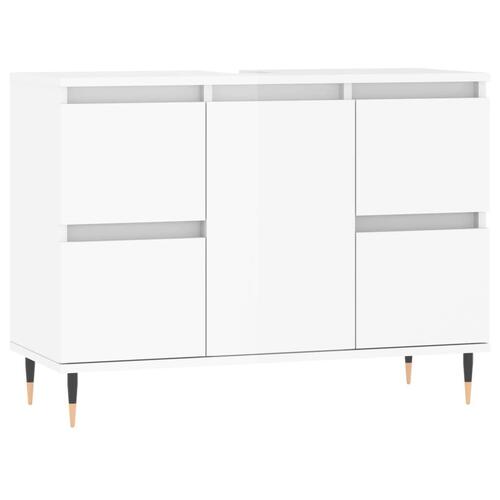 Badeværelsesskab 80x33x60 cm konstrueret træ hvid højglans