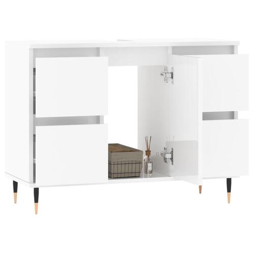 Badeværelsesskab 80x33x60 cm konstrueret træ hvid højglans