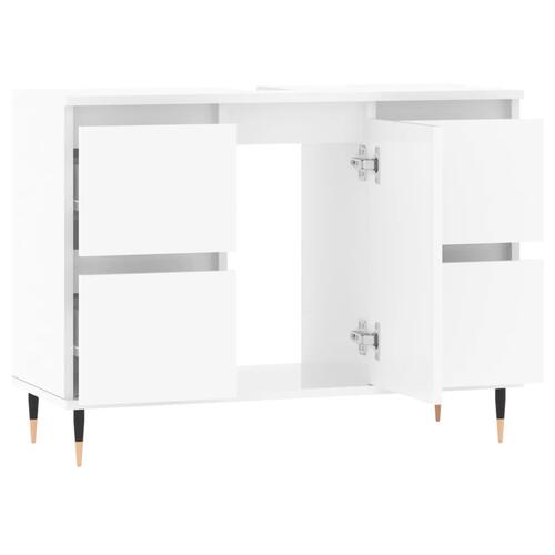 Badeværelsesskab 80x33x60 cm konstrueret træ hvid højglans