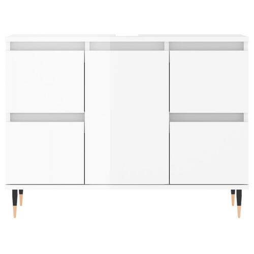 Badeværelsesskab 80x33x60 cm konstrueret træ hvid højglans