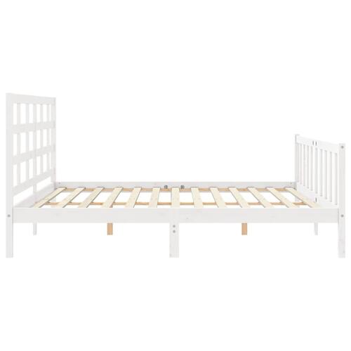 Sengeramme med sengegavl 180x200 cm massivt træ hvid