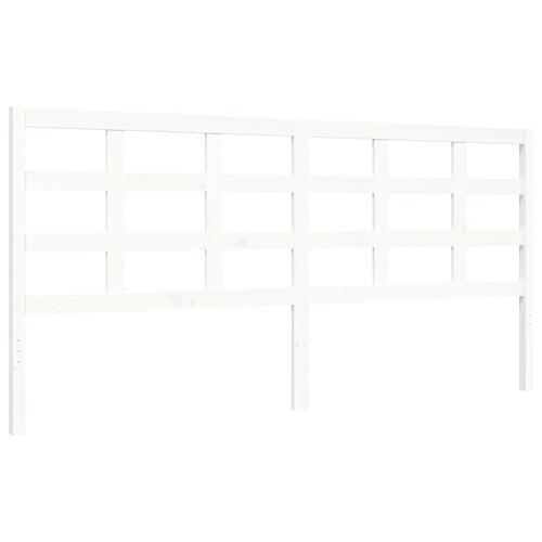Sengeramme med sengegavl 180x200 cm massivt træ hvid