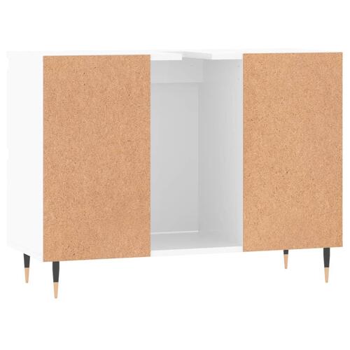 Badeværelsesskab 80x33x60 cm konstrueret træ hvid højglans