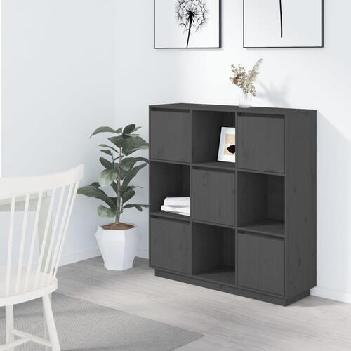 Højskab 110,5x35x117 cm massivt fyrretræ grå