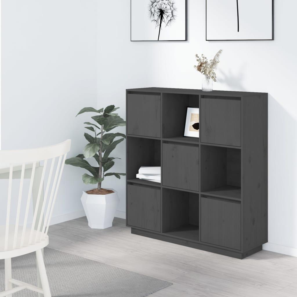 Højskab 110,5x35x117 cm massivt fyrretræ grå