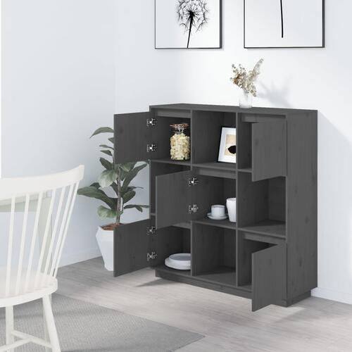 Højskab 110,5x35x117 cm massivt fyrretræ grå