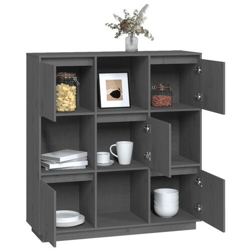Højskab 110,5x35x117 cm massivt fyrretræ grå