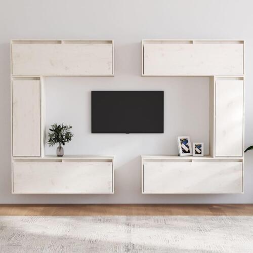 Tv-skabe 6 dele massivt fyrretræ hvid