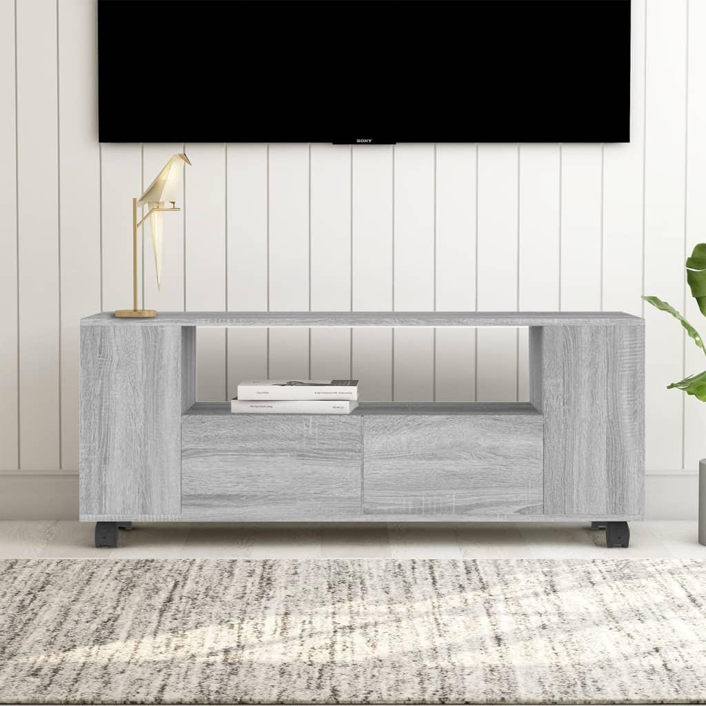 Tv-bord 120x35x48 cm konstrueret træ grå sonoma-eg