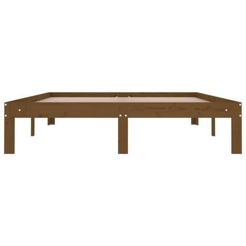 Sengeramme 135x190 cm Double massivt fyrretræ gyldenbrun