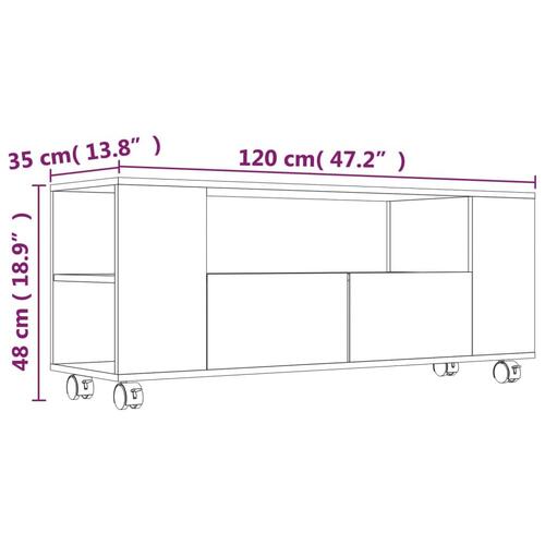 Tv-bord 120x35x48 cm konstrueret træ grå sonoma-eg