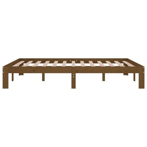 Sengeramme 135x190 cm Double massivt fyrretræ gyldenbrun
