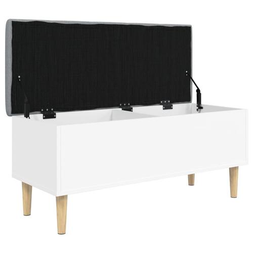 Opbevaringsbænk 102x42x46 cm konstrueret træ hvid