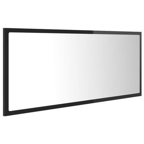 Badeværelsesspejl med LED-lys 100x8,5x37 cm akryl sort højglans