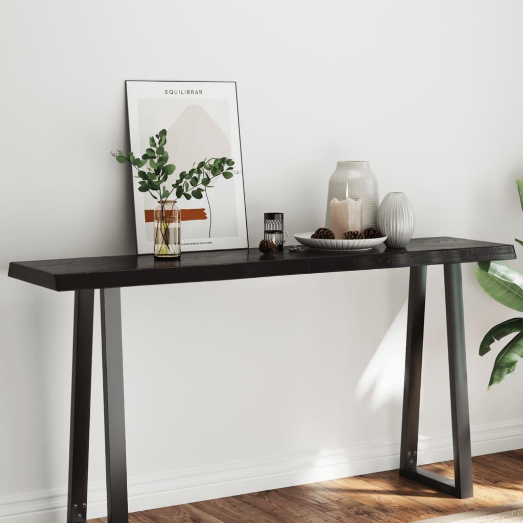 Bordplade 160x40x(2-6) cm naturlig kant behandlet træ mørkebrun billede