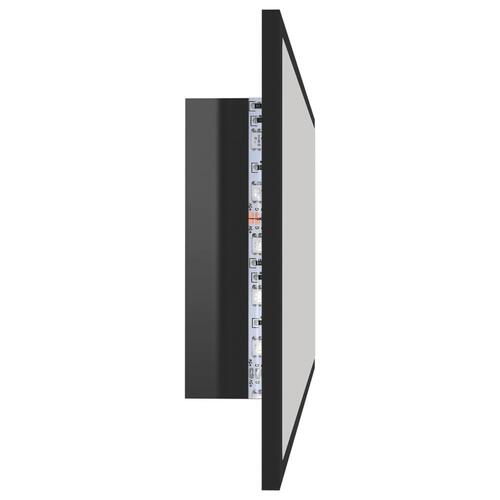 Badeværelsesspejl med LED-lys 100x8,5x37 cm akryl sort højglans
