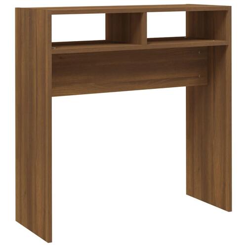 Konsolbord 78x30x80 cm konstrueret træ brun egetræsfarve