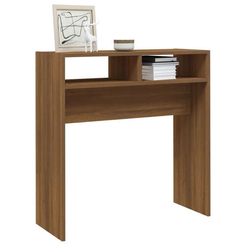 Konsolbord 78x30x80 cm konstrueret træ brun egetræsfarve