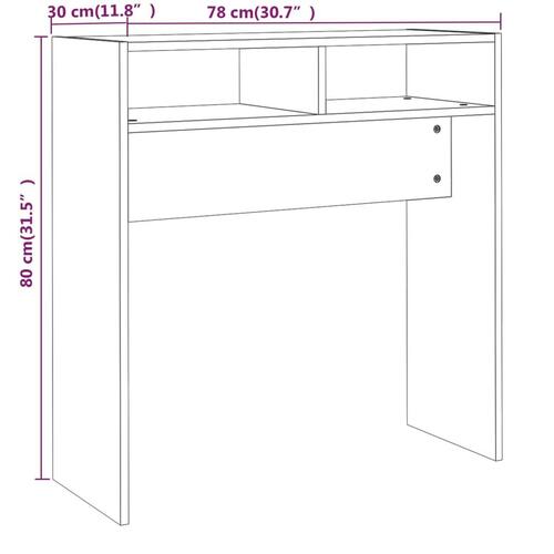 Konsolbord 78x30x80 cm konstrueret træ brun egetræsfarve