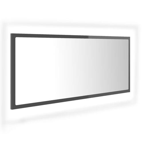 Badeværelsesspejl med LED-lys 100x8,5x37 cm akryl grå højglans