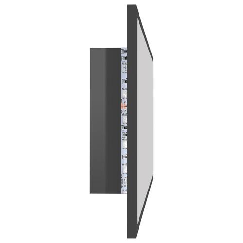 Badeværelsesspejl med LED-lys 100x8,5x37 cm akryl grå højglans