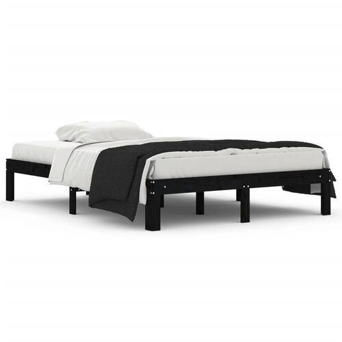 Sengeramme 135x190 cm Double massivt fyrretræ sort
