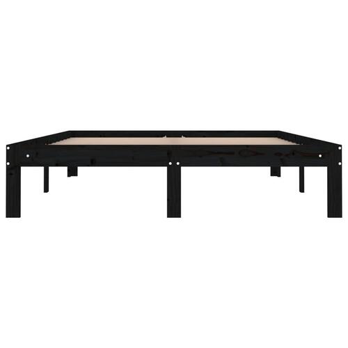 Sengeramme 135x190 cm Double massivt fyrretræ sort