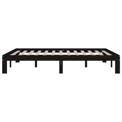 Sengeramme 135x190 cm Double massivt fyrretræ sort