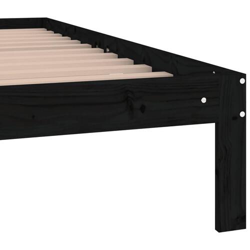 Sengeramme 135x190 cm Double massivt fyrretræ sort
