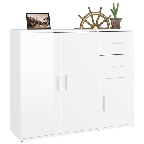 Skænk 91x29,5x75 cm konstrueret træ hvid højglans
